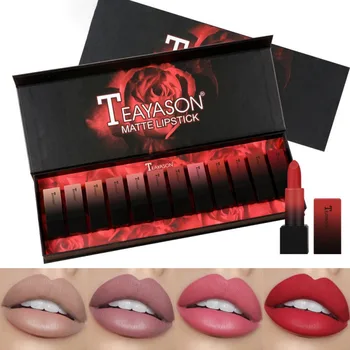 

12pcs/set Gradient Velvet Matte Matte Lipstick Set Gift Box Long Lasting Easy to Color