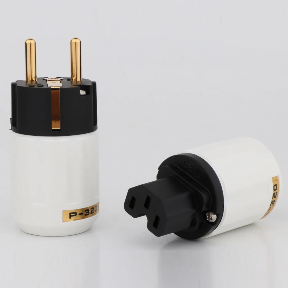 Preffair-banhado a ouro UE AC Power Plug,