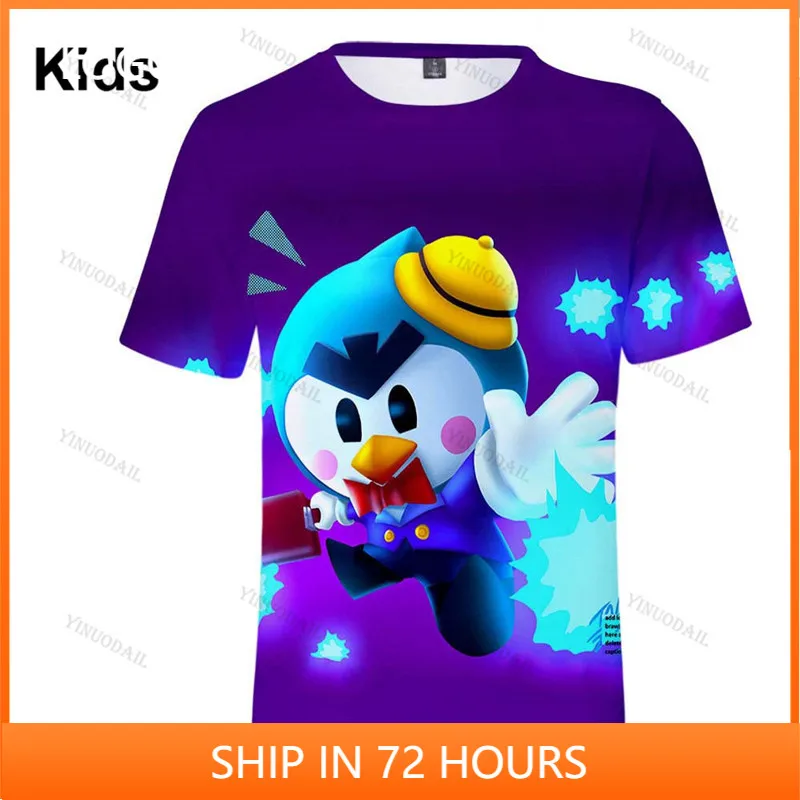 

Mecha Crow Shooter Kids T-shirt Leon Shooting Game Spike 3D Shirts Tops Boys Girls Brawlings Cartoon Star Tops Teen Clothes