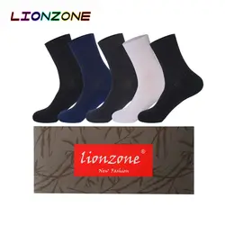 LIONZONE 5 пар/лот бизнес-мужские носки декоративные антибактериальные дышащие Теплые Calze Uomo джентльмен бамбуковые носки