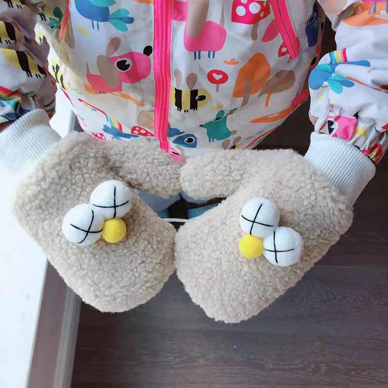 Dilidala Winter Cartoon Children Gloves Cute Big Eyes Small Fresh Students Wild Warm Gloves Warm Glove Mittens For Children - Цвет: X052-7