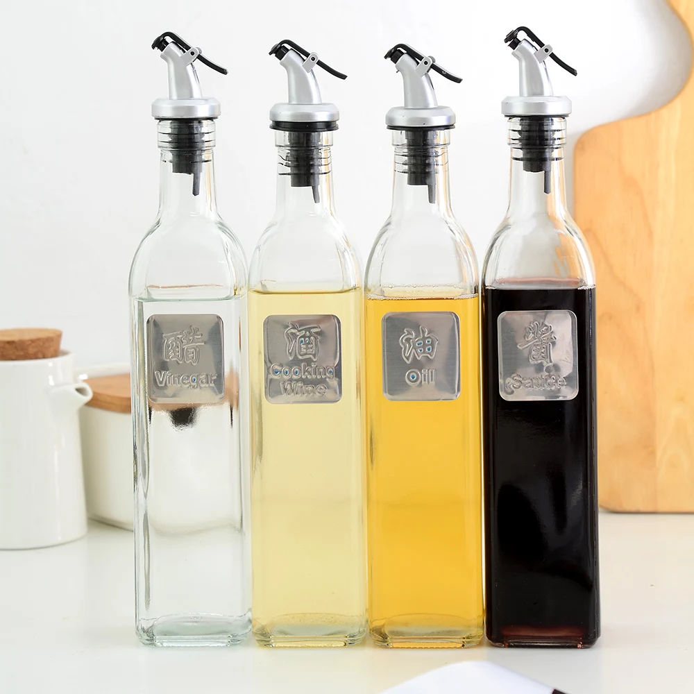 

XYj Cooking Seasoning Bottle Dispenser Sauce Bottle Glass Storage Bottles for Oil and Vinegar Creative Kitchen Tools Accessories