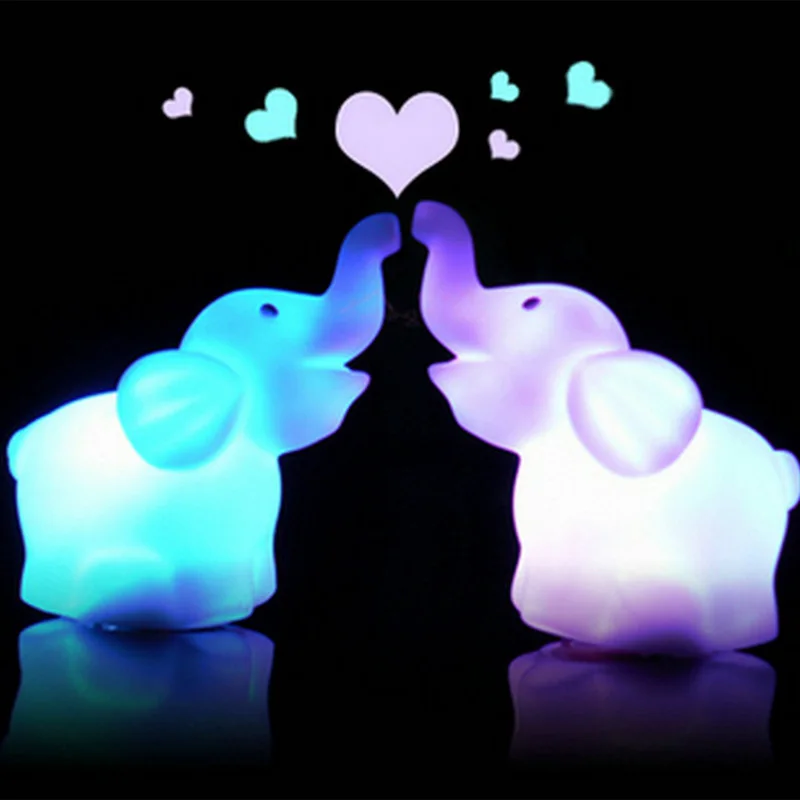 

Lovely LED Night Light Decoration Kids Gift Room 7 Changing Color Candle Lamp Night Light Elephant Shape
