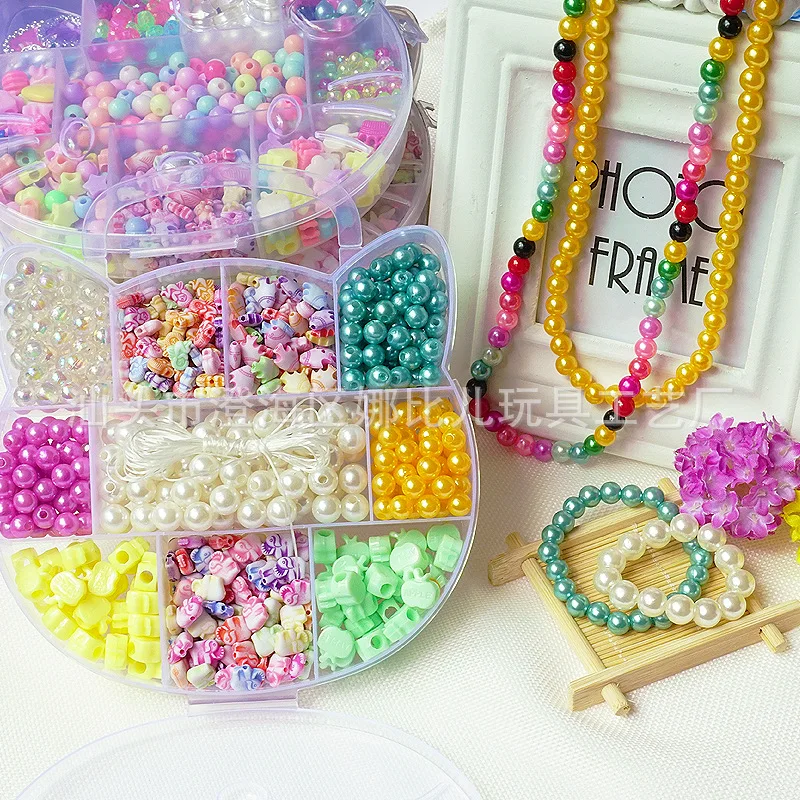 

Fun Beaded Bracelet Children'S Educational DIY Beaded Bracelet Rosary Box Bracelets Necklace Material Box Kitty Box Set