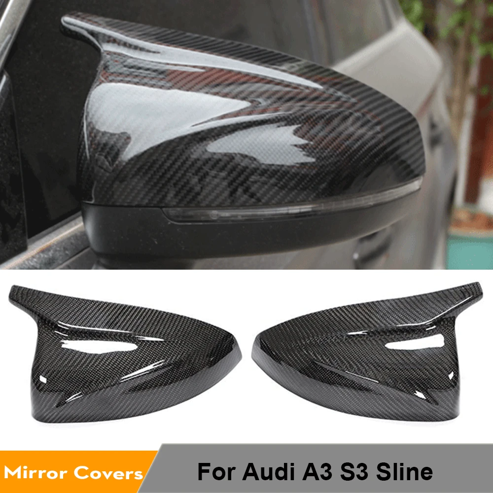 

Carbon Fiber ABS Gloss Black Rearview Mirror Covers Caps for Audi A3 S3 Sline 2014 - 2020 Car Side Mirror Caps Covers Replace
