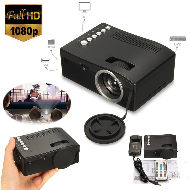 Миниатюрный светодиодный проектор TIPTOP с европейской вилкой 1080P домашний