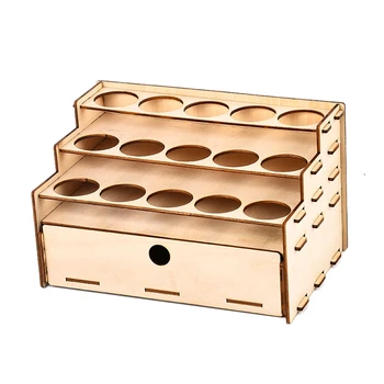 

Wooden Paint Rack Pigment Ink Bottle Storage with Cabinet Holder Organizer for 15 Bottles of Paints