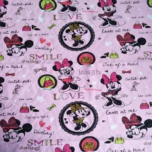 140 см ширина Современная Сумочка Минни стекло розовый хлопок ткань одежда для девочек Швейные постельные принадлежности набор домашний текстиль наволочки DIY-AFCK454