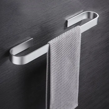 

Aluminium Alloy Wall Mounted Towel Rack Black Silver Towel Rail Holder Storage Racks Shelf Bathroom Accessories Home Decor