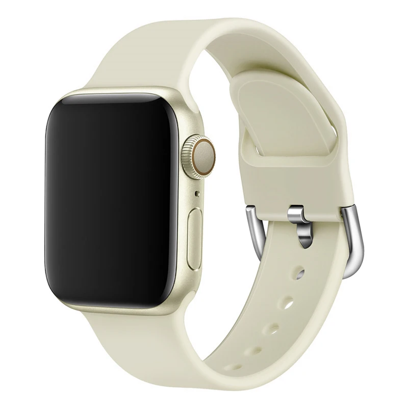 Ремешок для Apple Watch 44 мм 40 мм 38 мм 42 мм спортивный силиконовый браслет correa iwatch series 5 4 3 2 Аксессуары для Apple watch 4 - Цвет ремешка: 12 Retro white