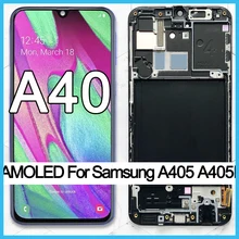 100% Super AMOLED For Samsung A40 LCD 2019 A405 LCD display touch Screen Digitizer Assembly with frame replacement repair parts