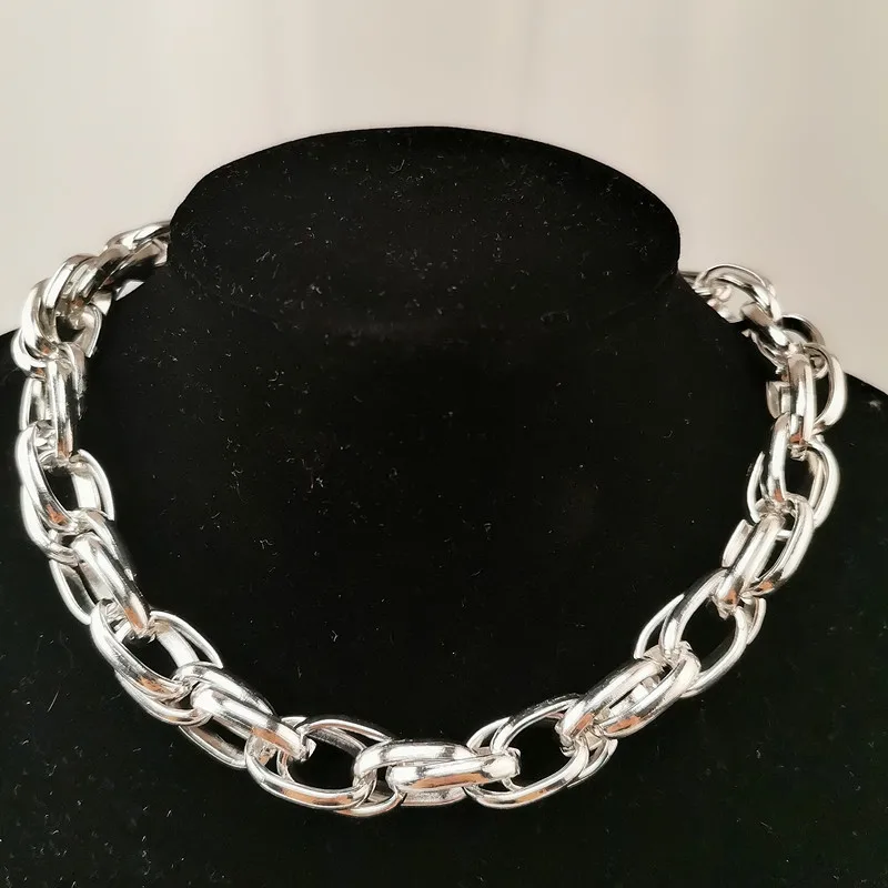 

Lover Punk Miami Cuban Choker Necklace Hip Hop Jewelry Trendy Iron Thick Chain Circle Necklace For Women Men Neck Accessories
