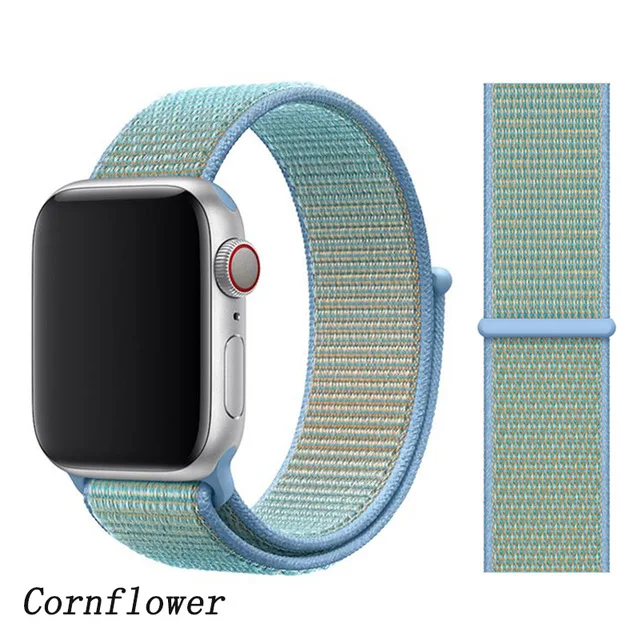 Cornflower Ремешок для наручных часов Apple Watch Series 5/4/3/2/1 38 мм 42 мм мягкий нейлон дышащий сменный ремешок Спортивные петли для наручных часов iwatch серии 40 мм 44 мм - Цвет ремешка: Cornflower