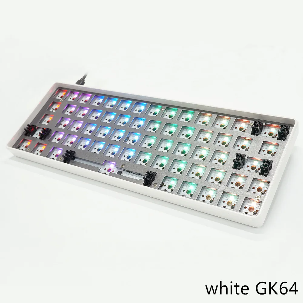 White GK64 GK64 механическая клавиатура комплект без сварки RGB Tyce-c GH60 Gateron Cherry MX - Цвет: White GK64