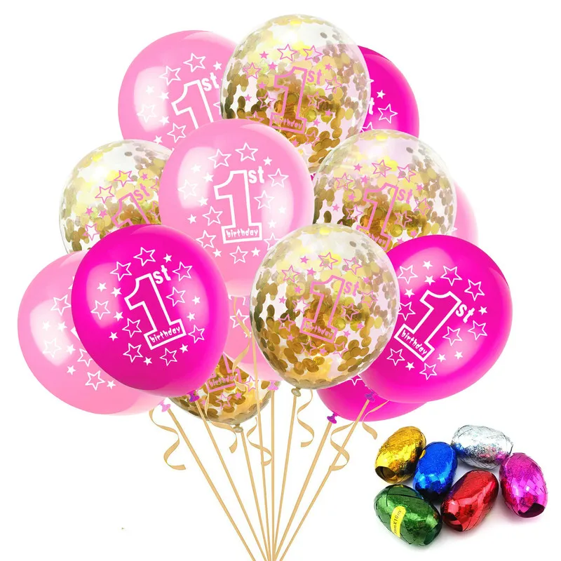 

15pcs 12inch 1st Birthday Balloons Blue Pink Confetti Latex Baloon Boy Girl for First Birthday Party Decorations Baby Shower