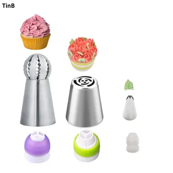 

6pcs Russia Tulip Icing Piping Pastry Nozzle Tips Baking Tools Cream Cake Decorating Tool Set Stainless Steel Nozzles Cupcake
