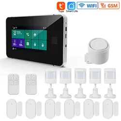 4.3 Inch TFT Screen Tuya Smart Home Security Alarm System Fingerprint Arming Burglar Syatem 433MHz WiFi GSM Low Voltage Alert