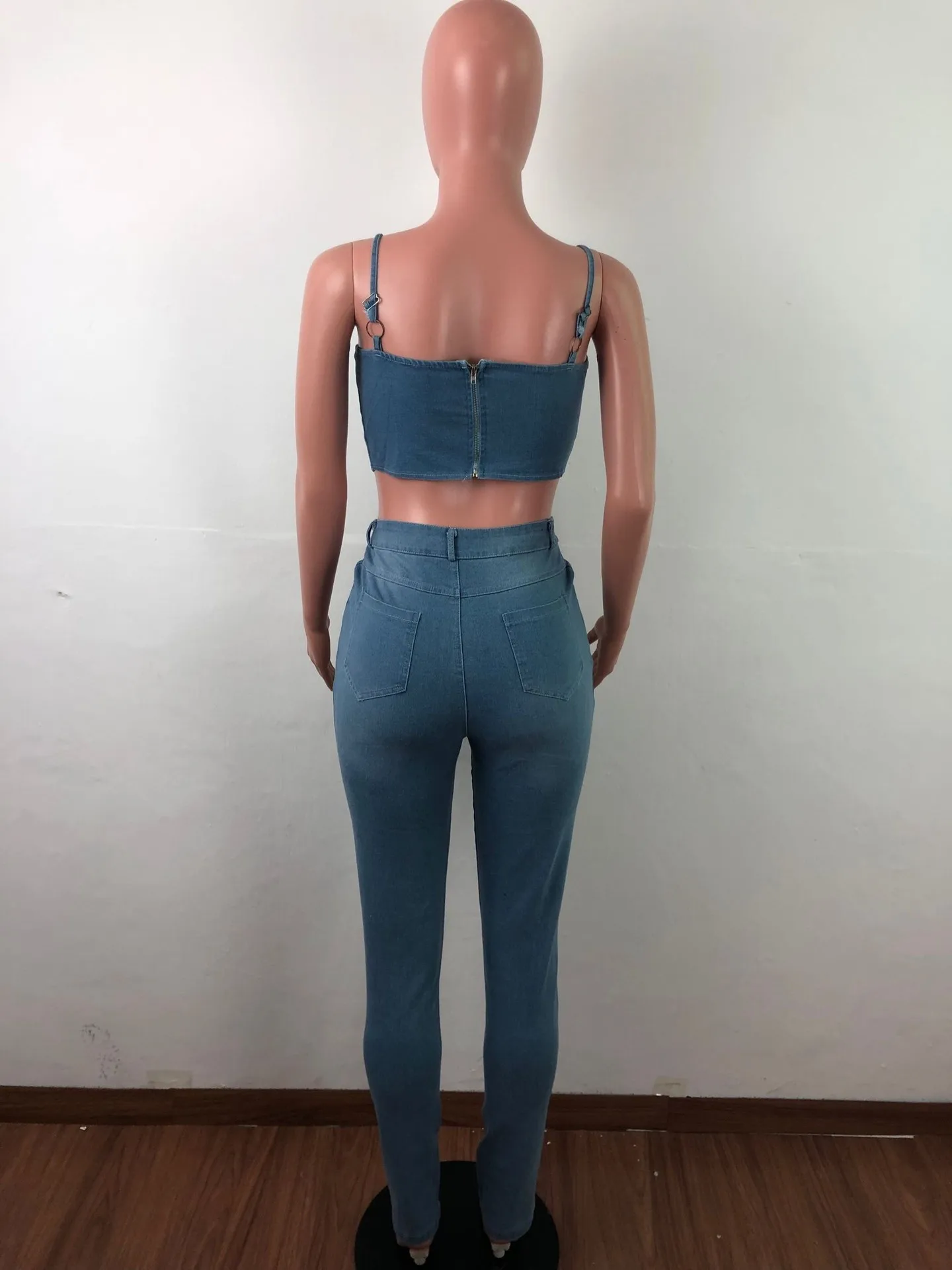 Европейские и американские женские летние новые Мультяшные наклейки фланцевый модный джинсовый костюм