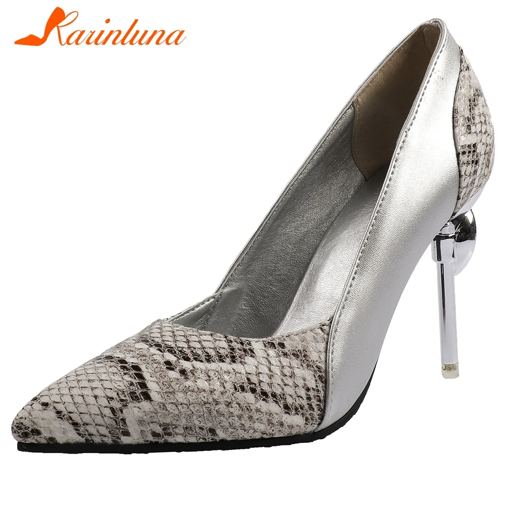 

KARINLUNA Fashion Female Pointed Toe Club Party Pumps High Heels Snake Print Sexy Slip On Pumps Women Spring Shoes Woman