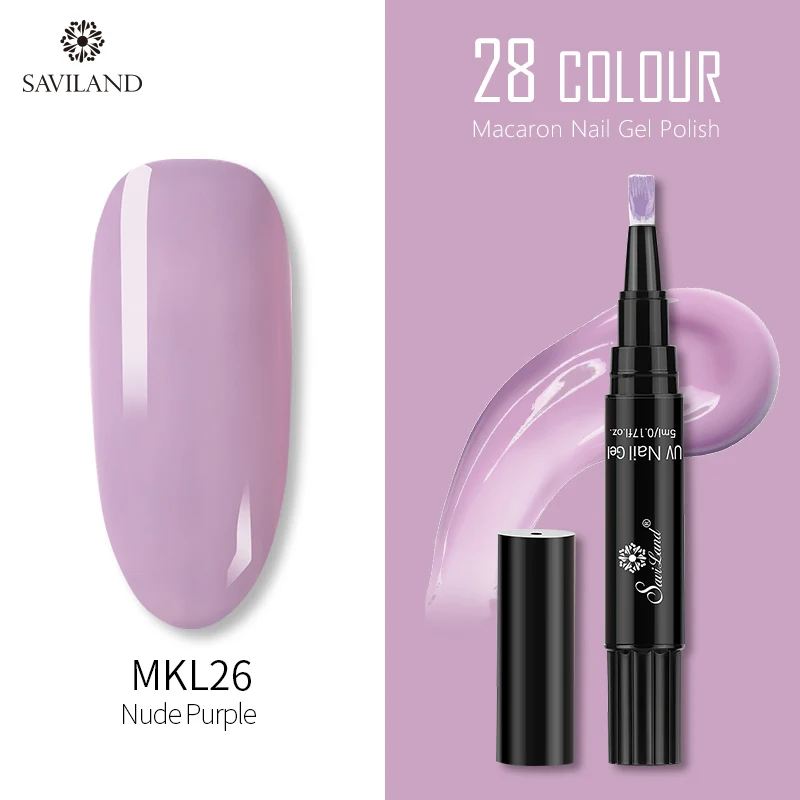 SAVILAND Macaron 28 цветов гель лак для ногтей ручка новейший блеск замачивающийся лак для ногтей праймер верхнее покрытие waldler УФ инструменты для дизайна ногтей - Цвет: MKL26
