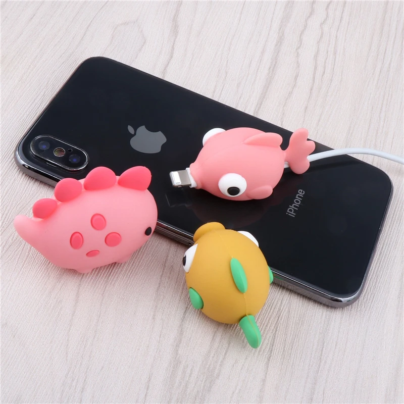 Силиконовый держатель провода для IPhone с мультяшным рисунком | Мобильные телефоны