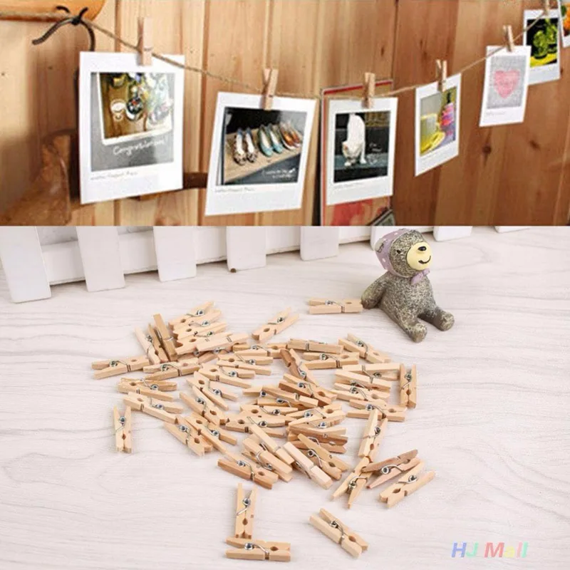 150 шт. мини Плетеный абажур из натурального дерева одежда фотобумага прищепка Craft