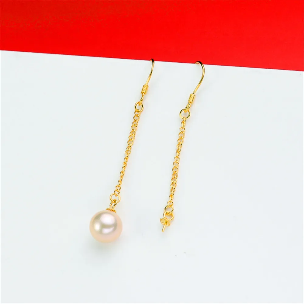 S925 Sterling Silver Flash Design Pearl Earrings Holder Women DIY Components Gold Color | Украшения и аксессуары