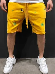Shorts de marque pour hommes, pantalons courts, tendance, Hip Hop, Shorts de clochard, mode brodée, 5 Piont, été, Sport de plein air, décontracté, rue 