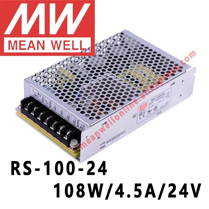 Импульсный источник питания с одним выходом Mean Well RS-100 Series, 100 Вт, 12/24 В постоянного тока, meanwell