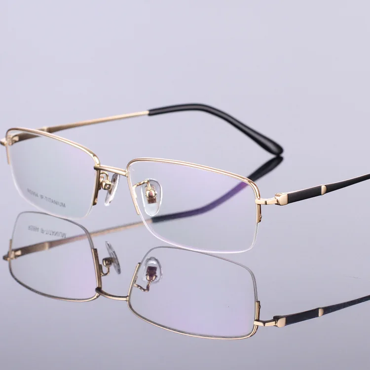 Высококачественная рама из чистого титана, мужские полуоправы, ультралегкие коммерческие близорукие квадратные очки 94