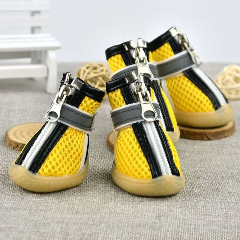 Multi-Size Dog Suede Zipper Shoes Soft Leather Anti-Slip Shoes Mesh Ventilation Pet Outdoor Sports Shoes