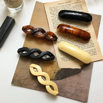 

AOMU 1PC Japan Retro Acetic Acid Geometric Hair Clips Hairpins Solid Color Acrylic Twisted Hairclip Hair Accessories for Women