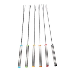 Stainless Steel Dessert & Fondue Fork Set - 6-Piece Set for Chocolate, Cheese, and BBQ (6Pcs)