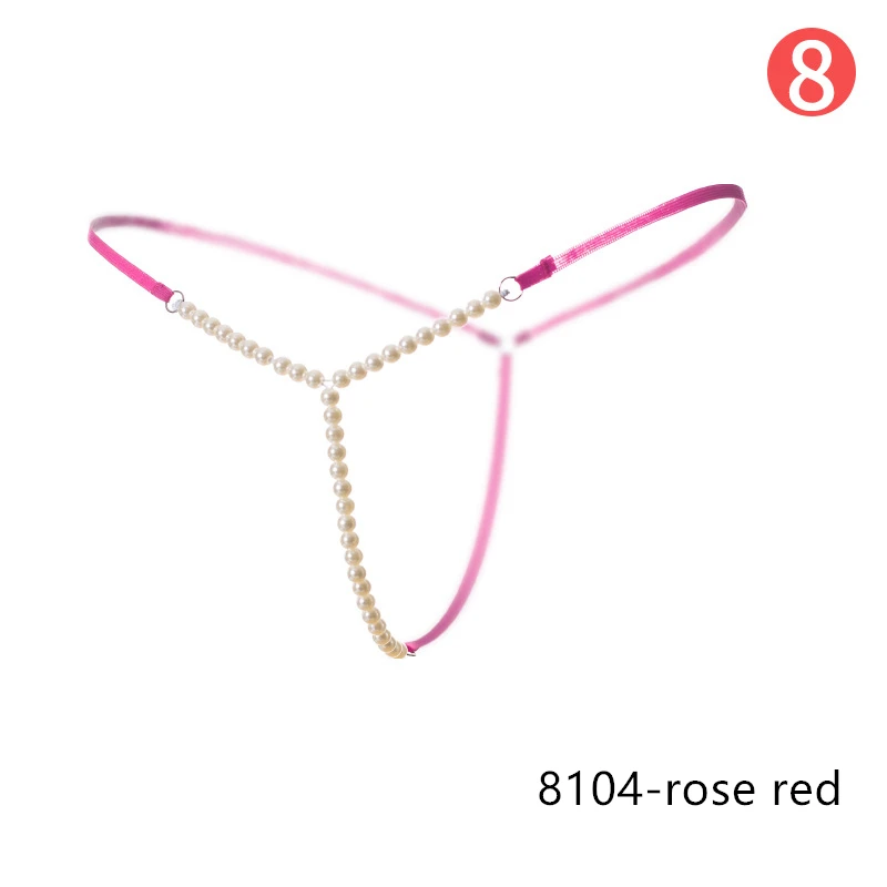8104rose red 8 стилей сексуальные массажные стринги с бисером для женщин кружева полая Роза нижнее белье с цветами сетка женское нижнее белье с бантиками брюки сексуальные открытые промежности Т-трусики - Цвет: 8104rose red