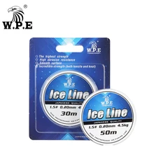 W. P. E леска для подледной рыбалки 30 м/50 м нейлоновая леска 2,2 кг-4,5 кг 0,12 мм-0,20 мм японская леска из прочного мононити