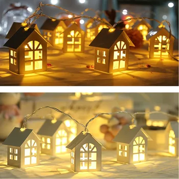

Led Garland Wood House String Light Room Decor String Lamp Wedding Party Holiday Fairy Lights Novelty Lamp Warm White
