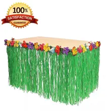 Гавайские настольные юбки, домашние, вечерние, для улицы, для дня рождения, украшенные соломенными цветами, 275x75 см, Гавайские, Луау, гибискус, Прямая поставка