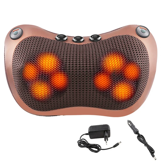 Relaxation Massage Pillow Vibrator Electric Head Shoulder Back Heating Kneading Infrared therapy pillow shiatsu Neck Massager 1