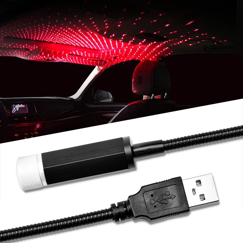 USB атмосферная лампа, автоматический светильник на крышу, звездное небо, украшение интерьера, звезда, лазерный проектор, лампа с USB адаптером, 5 В, для стайлинга автомобиля