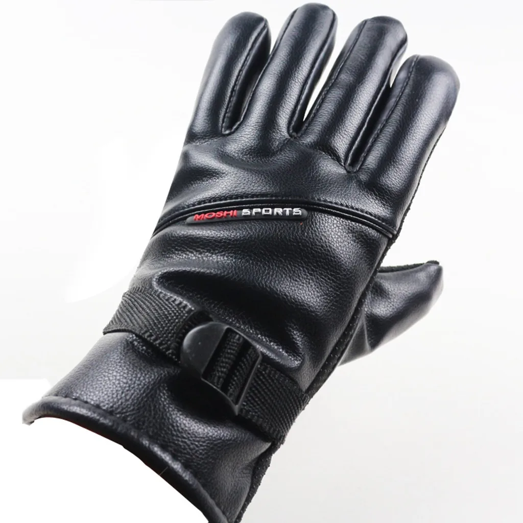 Мужские зимние перчатки из искусственной кожи, теплые варежки, перчатки из кашемира, ветрозащитные перчатки для вождения, Luvas Motociclismo# YL5