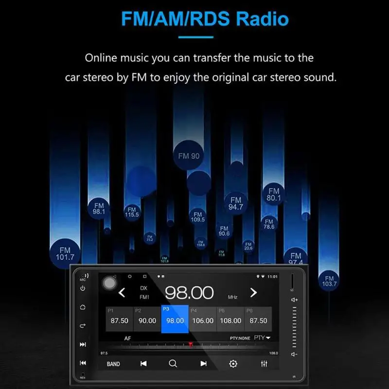 7 дюймов 1080P Android 8,1 автомобильный стерео gps Bluetooth AM FM RDS MP5 плеер для Toyota черный Android Apple Универсальный сенсорный экран