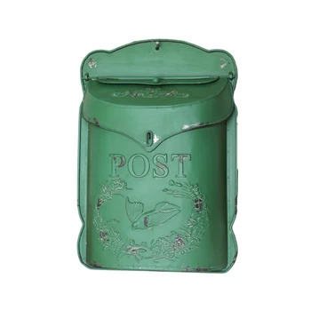 

Retro Green Mailbox Villa Gardening Lockable Letter Box Literary Flower Shop Cafe Wall Hanging Decoration Mailbox mx6011730