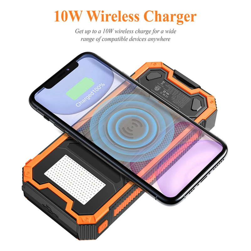 bank power 10W Fast Qi Wireless Charger Solar Power Bank 30000mAh for iPhone 12 Pro Samsung S20 Xiaomi Powerbank External Battery Poverbank usb power bank