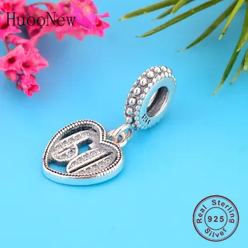 

Number 60 Years Old Love Heart Pendant Bead Fit Original Pandora Charm Bracelet Authentic 925 Silver Making Women Berloque 2020