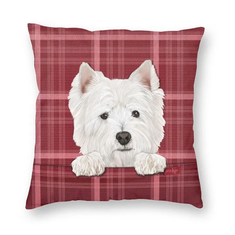Unifun Westie West Highland Terrier Avec Housse De Coussin Décorative Pour Salon, Canapé, Chambre à Coucher, Voiture - 45,7 X 45,7 Cm