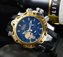 INVICTA Reloj de pulsera con diseño de calavera para hombre y mujer, cronógrafo de cuarzo con hebilla de alta calidad, con esfera grande, regalo, novedad