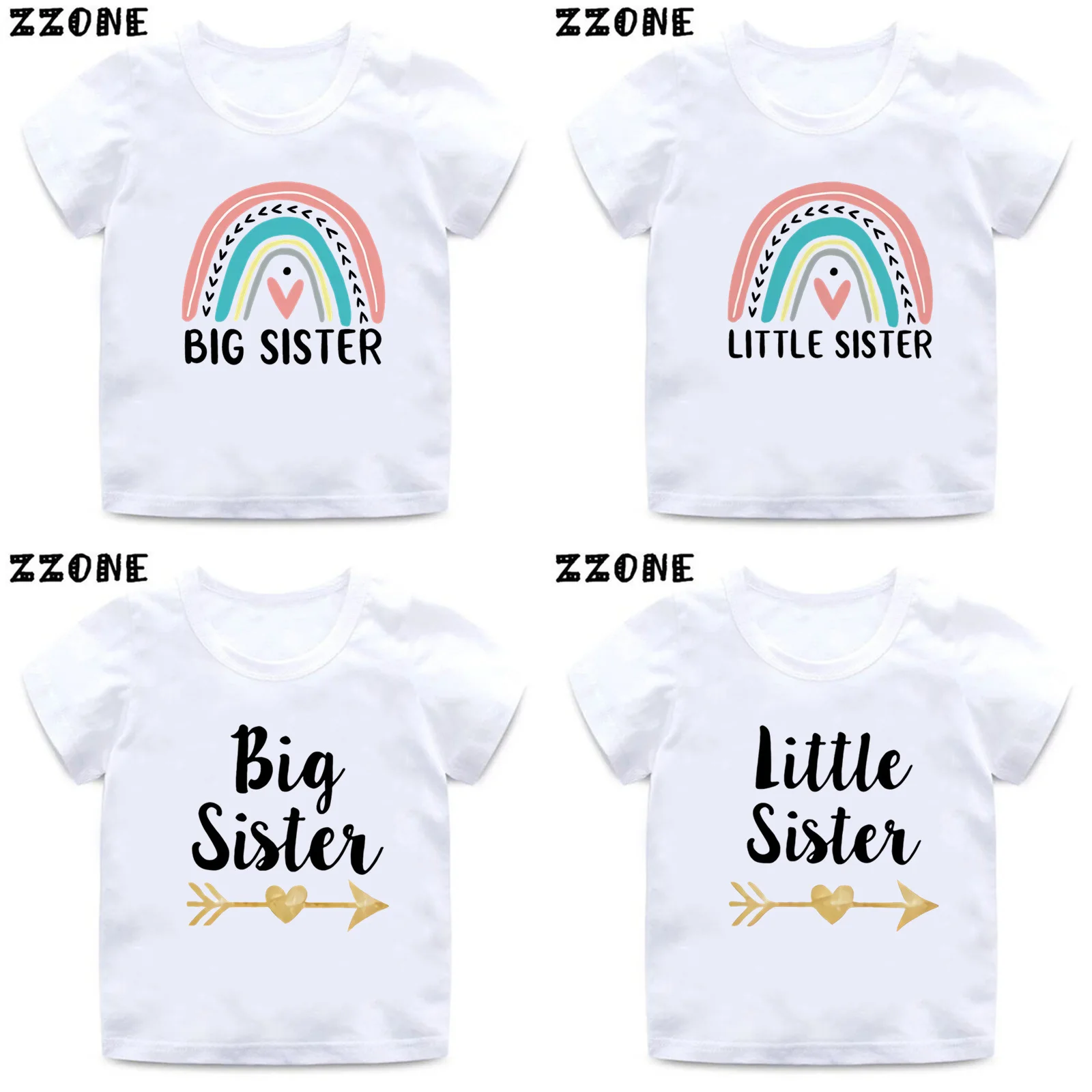 shirt Unicorn Heart Rainbow Print Kids 