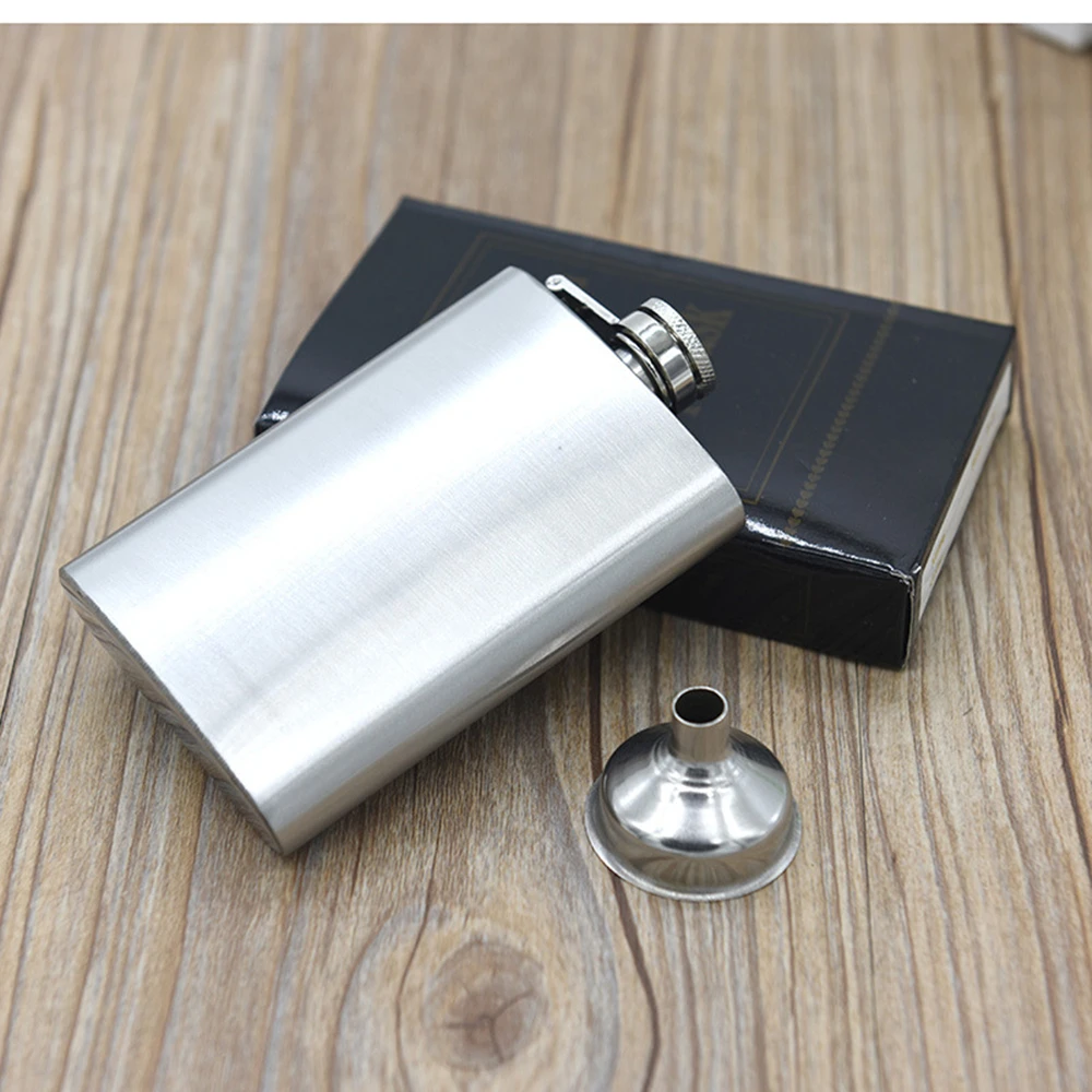 Hip Flask with Small Funnel High Quality 112mL 4oz Handy Narrow-version Wine Jug Portable Stainless Steel Funnel