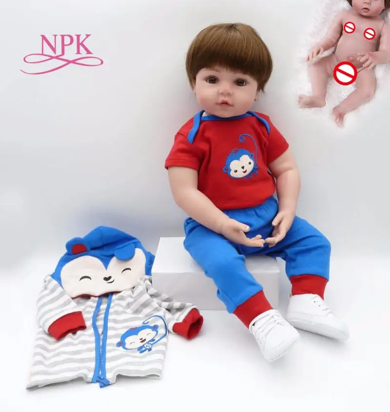 1" 48 см Полный тела мягкие силиконовые младенцы ванны Reborn Детские куклы Boneca Brinquedos Водонепроницаемая игрушка для детей подарок на день рождения