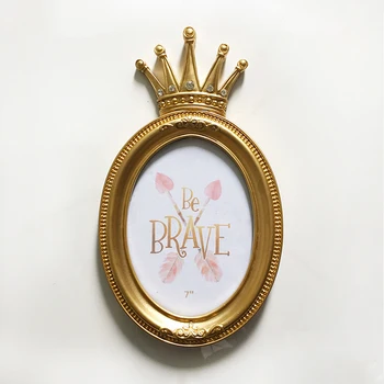 

Bedroom Living Room DIY Home Decoration Wall Art Gold Crown Desktop Ornament Resin Photo Frame For Wedding Gift Portable Crafts